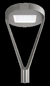 SIMON MERAK SYF Istanium LED Luminária decorativa Simon MERAK, modelo S, fixação topo de poste de Ø 60,3mm, mediante braço em forma de Y, cobertura plana com sistema de refrigeração interno dos LEDs