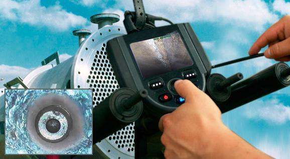 Tubos com diâmetros relativamente pequenos só podem ser inspecionados visualmente com o auxílio de videoscópio ou boroscópio, que é um dispositivo ótico tubular que ilumina e permite a inspeção de