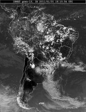 A partir do dia 25, fraca atividade convectiva passou a ser observada no Triângulo Mineiro, Noroeste e Sul do Estado, como ilustram as