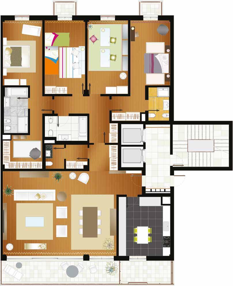 Apartamento T4 As áreas úteis por compartimento são as seguintes: Hall de Entrada, 13.15m 2 ; Sala, 59.80m 2 ; Varanda da Sala, 19.70m 2 ; Cozinha, 19.65m 2 ; Estendal, 8.75m 2 ; Bengaleiro, 3.