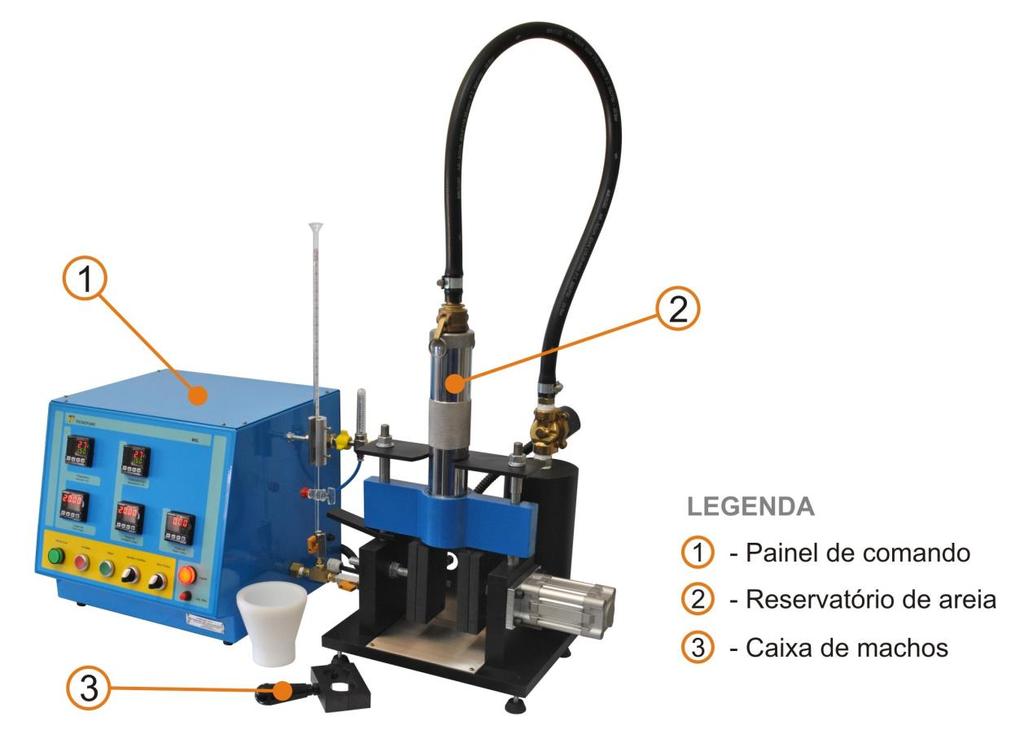 Método de Ensaio Folha : 4 de 7 5.3_ Aparelhagem necessária para os processos de caixa fria (cold box) e caixa quente: 5.3.1_ Sopradora de laboratório e acessórios para confecção do corpo de prova N º 7 cilíndrico conforme CEMP E-10 (Figura 4).