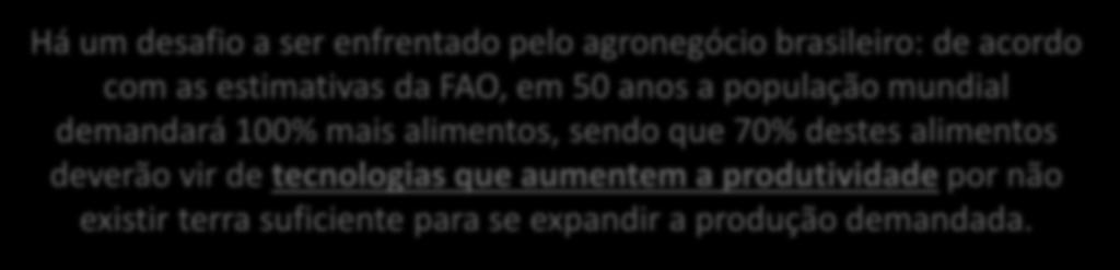 alimentos deverão vir de tecnologias que aumentem a