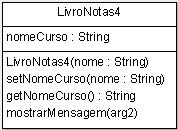 A linha 4 indica que o construtor da classe LivroNotas4 tem um parâmetro chamado nome do tipo String.