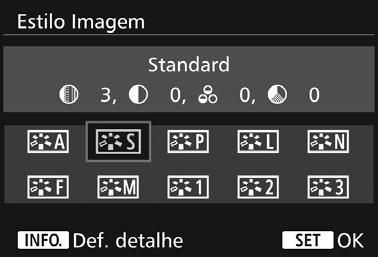 O Estilo Imagem é definido automaticamente para [D] (Auto) no modo <A>. Carregue no botão <b>.