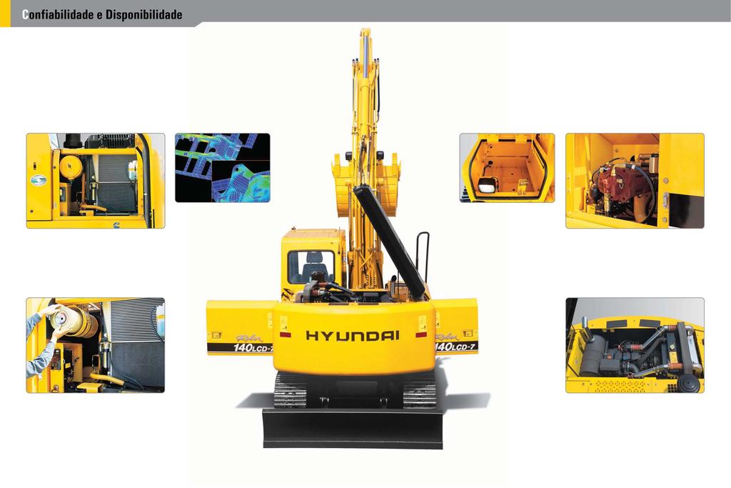 Equipamentos de construção Hyundai 10/11 Portas que se abrem totalmente e sistema de chavemestra proporcionam fácil acesso para serviços.