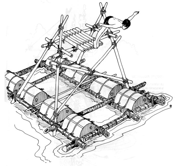 Produzido pela UEB/RS - Edição Impressa: Gestão 2001/2003 - Edição Digital: Gestão 2004/2006 Os trampolins flutuantes se montam em águas de nível alto, se ancoram com pedras atadas no fundo do rio ou