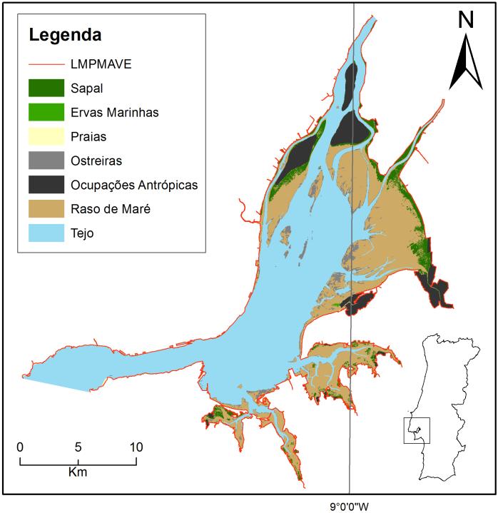 A cartografia de habitats na zona intertidal foi realizada com recurso a técnicas de deteção remota, com base nos ortofotomapas de 2007 e em imagens LandSat 7 ETM +, e validação no terreno.