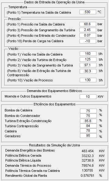 A fim de alcançar estes objetivos expostos acima, modificamos parâmetros chaves de operação da usina sucroalcooleira e verificamos por meio de gráficos como o rendimento global da planta e a potência