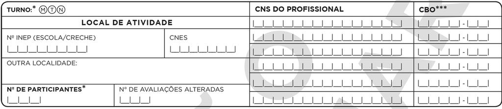 Ficha de Atividade Coletiva Identificação do profissional responsável no cabeçalho da ficha CNES de outro estabelecimento de saúde, quando não for o