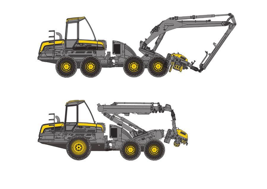 PONSSE ERGO DIMENSÕES Peso mínimo: Peso normal: Comprimento: Largura: Altura para transporte: Distância do solo: PONSSE ERGO 8W PONSSE ERGO 6W 8 rodas 20 500 kg 6 rodas 19 000 kg 8 rodas 21 500 kg 6