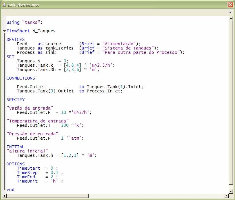 FlowSheet N Tanques em