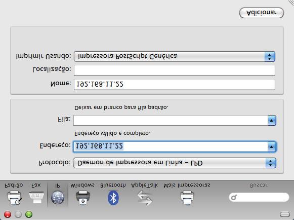 Impressão em rede a partir do Macintosh f Digite o endereço IP da impressora na caixa Endereço.