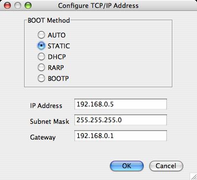 Consulte Impressão da lista de configurações de rede na página 87. d Selecione STATIC em Método de Boot (Boot Method).