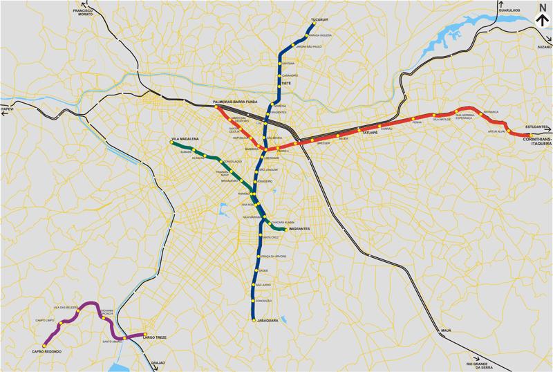 2. SISTEMA ATUAL DO TRANSPORTE SOBRE TRILHOS Rede de Metrô (2007) Linha Denominação Intervalo Pass. Dia Extensão Linha 1 Azul Tucuruvi / Jabaquara 120 seg 1.237.