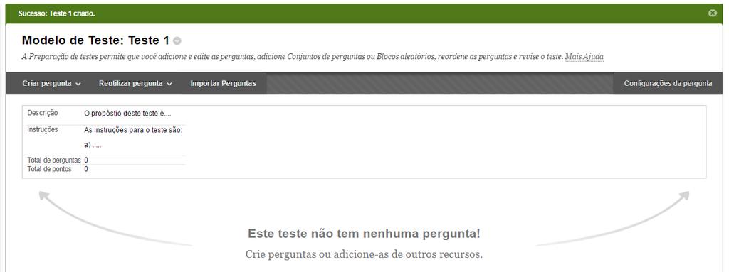 3. Como criar perguntas para o Teste?