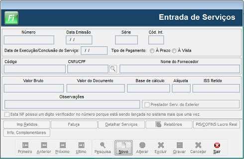 Lançamentos Livros Fiscais Menu Movimentos / ISS Modelo 56