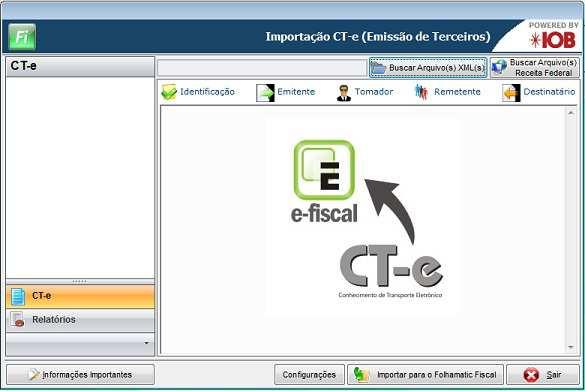 Importações de Dados Menu Diversos / Importação CT-E /