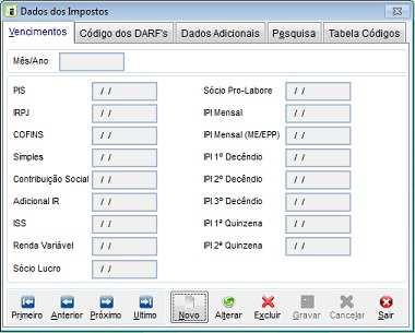 Impostos Menu Arquivos/ Dados dos Impostos Grupo IOB Folhamatic