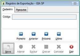 Exportação para a GIA Menu Arquivos / Produtor Rural / Registro de Exportação GIA -SP