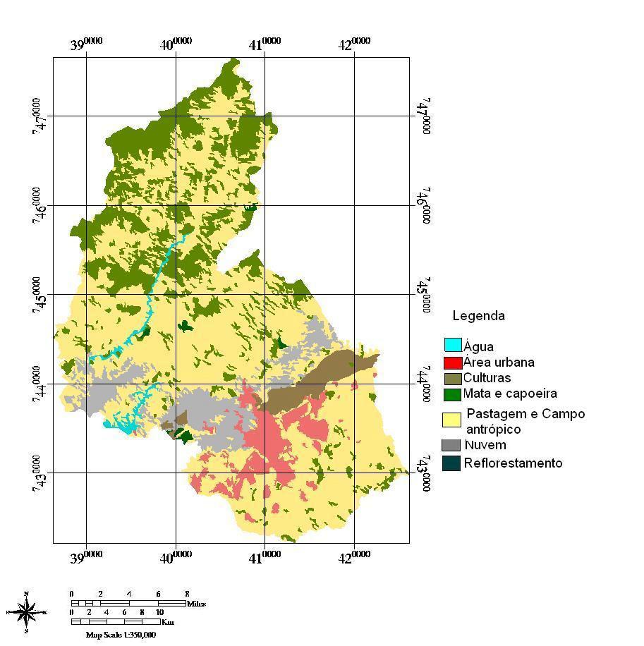 (a) (b) Figura 1. Mapas de uso e cobertura do solo dos períodos de 1973 (a) e 2004 (b) do município de São José dos Campos.