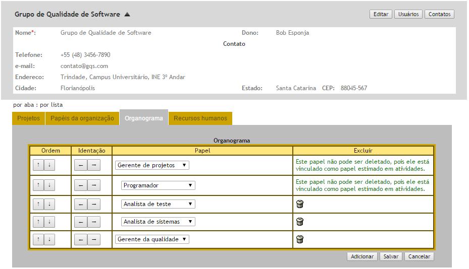 Definir o organograma Com os papéis definidos podemos construir o organograma.