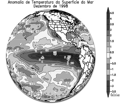 América do Sul e com ventos de leste para oeste próximos à superfície (ventos alísios, setas brancas) e de oeste para