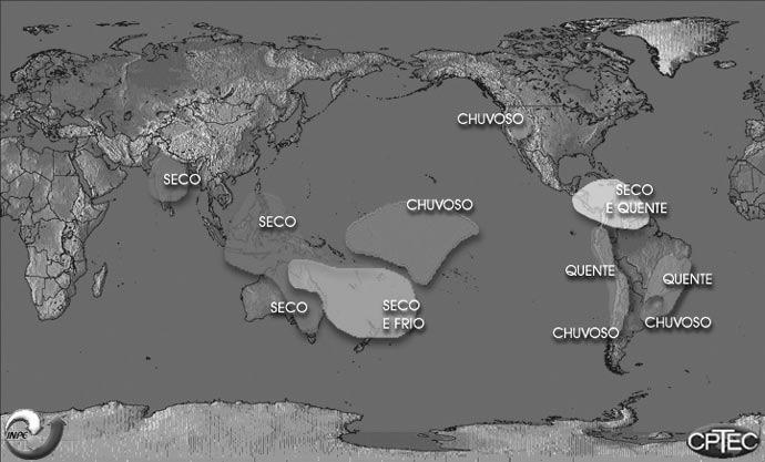 La-Niña ) da superfície do oceano Pacífico ao longo dos anos.