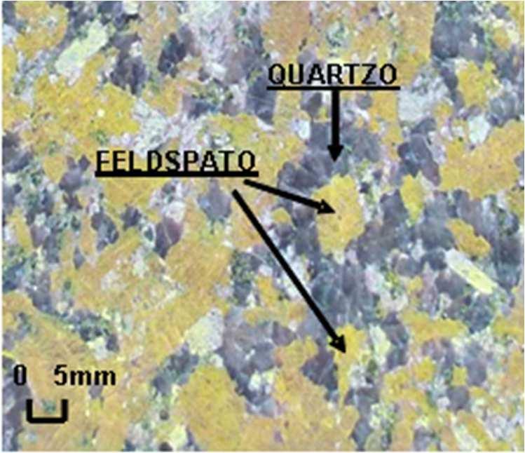 feldspatos com quartzo no sienogranito Vermelho Capão Bonito. Modificado de Ribeiro et al. (2007).