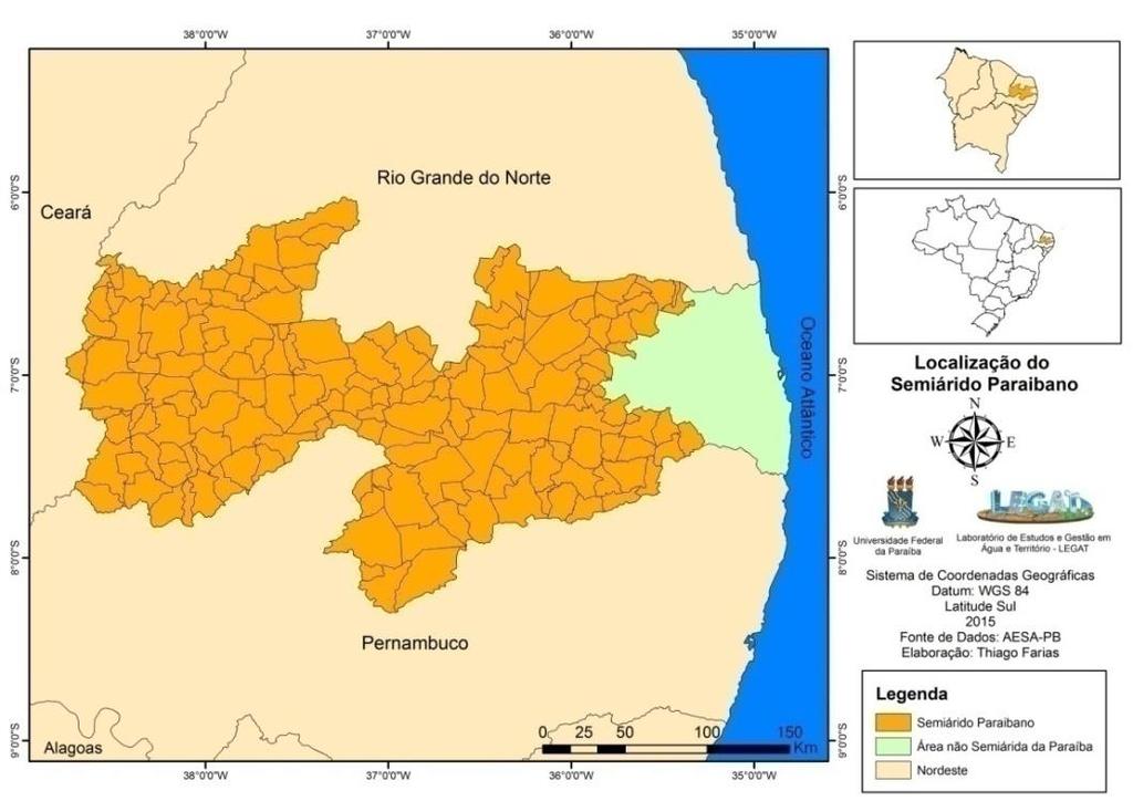 Figura 1: Localização do Semiárido Paraibano.