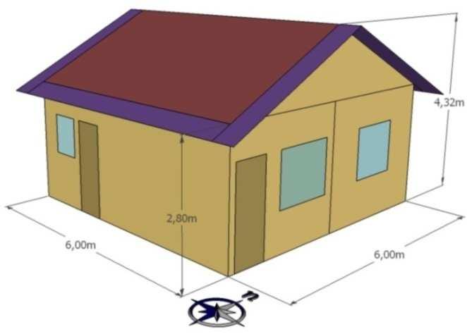 2 MÉTODO 2.1 Características da edificação Para comparar os resultados obtidos através de diferentes modelagens de coberturas e pisos no programa EnergyPlus versão 7.