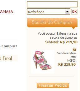 82 Figura 23 Sacola de Compras e Finalizar Pedido Finalizar Pedido - Como pode ser visto na imagem a cima, ao final da sacola de compras existe a opção finalizar pedido.