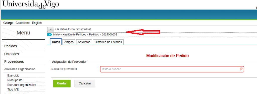 g. -Solicitante: por defecto a persoa que está a preparar o pedido. Este campo non se pode modificar. h. -Estado: por defecto En Preparación. Este campo non se pode modificar. i.