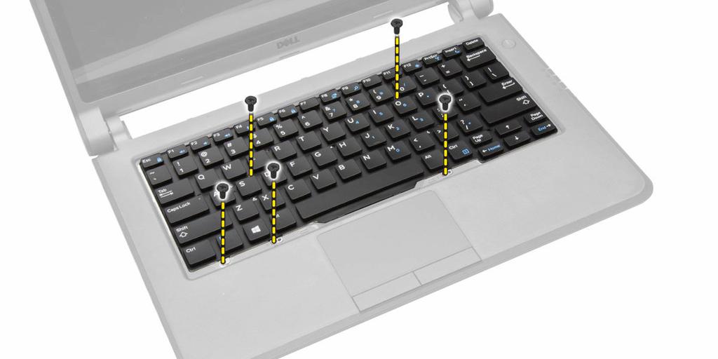 3. Retire os parafusos que fixam o teclado ao computador. 4.