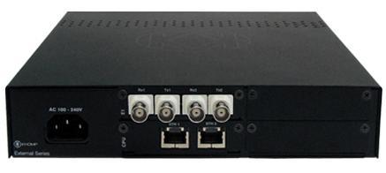 2.1.6 EBS E1 HI ( External Board Series) Características - Conexão passiva, em alta impedância de 1 ou 2 links E1-2 portas Ethernet para conexão com servidor - Comutação plena entre todos os canais e
