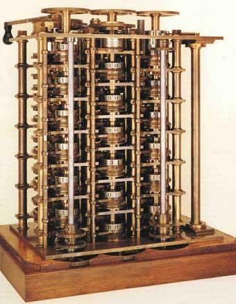 Máquina de diferenças de Babage: Máquina à vapor programável projetada por Charles Babage na Inglaterra, em 1822.