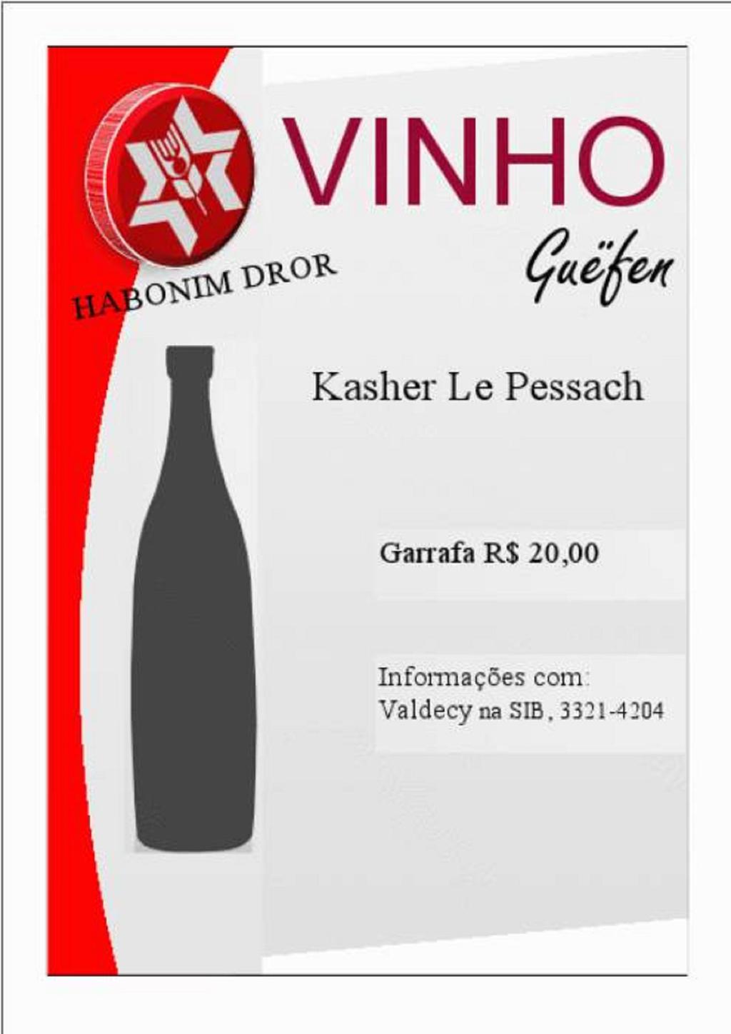 vinho Kasher LePessach.