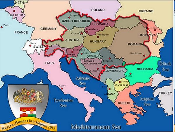 QUESTÃO 5 Observe o mapa do antigo império Austro-Húngaro. A Europa oriental passou por extremas transformações territoriais a partir do séc. XX.