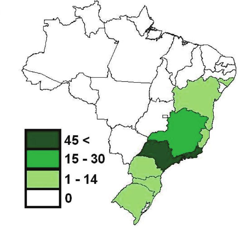 Os anfíbios da SERRAPILHEIRA da Mata Atlântica brasileira 753 1. Nos bancos de dados acessados encontramos 71 publicações, correspondendo a 44,4% do total de artigos.