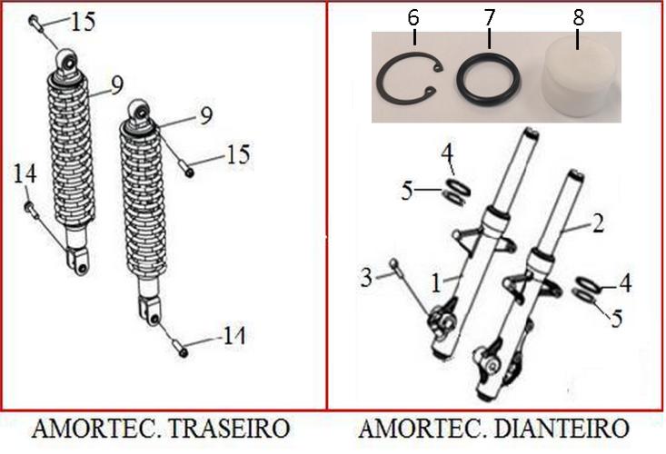 SUSPENSÃO 1 90302-A21-000 AMORTECEDOR DIANT LD 2 90301-A21-000 AMORTECEDOR DIANT LE 3 01C08-020-010 PARAF.