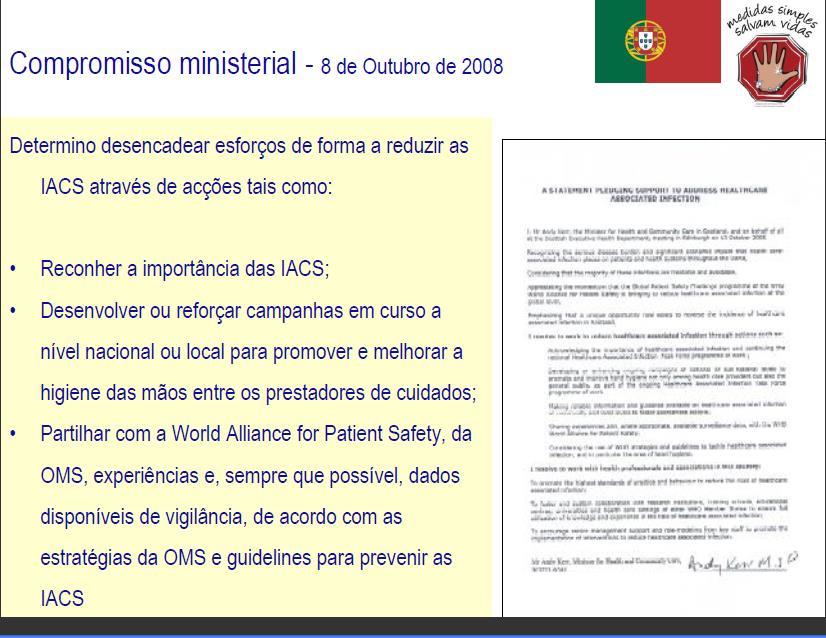 2008 Portugal assume com a OMS o compromisso