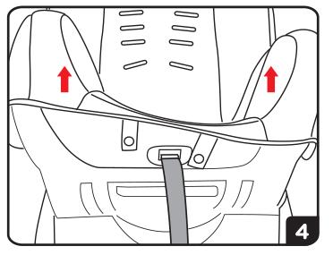 para dar sustentação ao corpo e cabeça do bebê. 1. Solte as tiras do cinto do conector metálico. 2. Libere a fivela do cinto. 3.