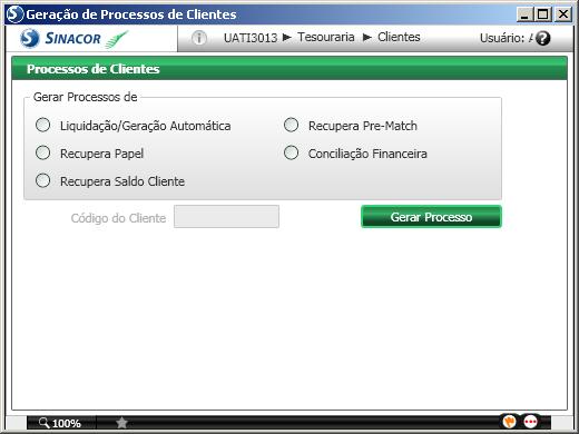 CONCILIAÇÃO Gerar conciliação Menu: Tesouraria Processos Clientes Observações