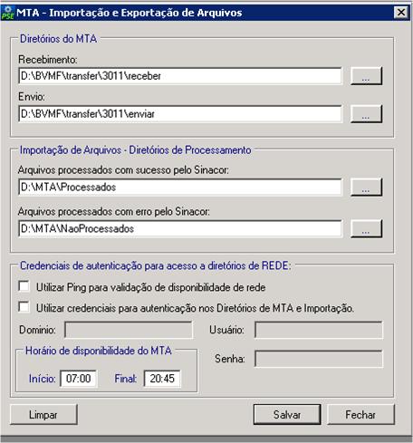 PARAMETRIZAÇÃO IMPORTAÇÃO MTA Gerenciador de