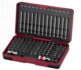 Universal bit case with 2 magnetic bit holders in solid bi-material case.