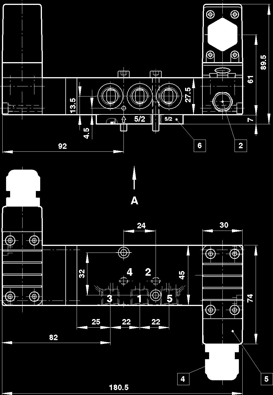 Piloto de ar (1), somente válvulas com not: conexão 'p na interface