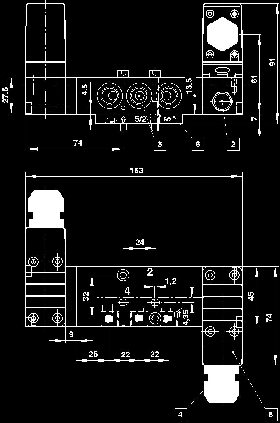 ) Orifício 3 (R) Suprimento de ar externo, somente nas válvulas com