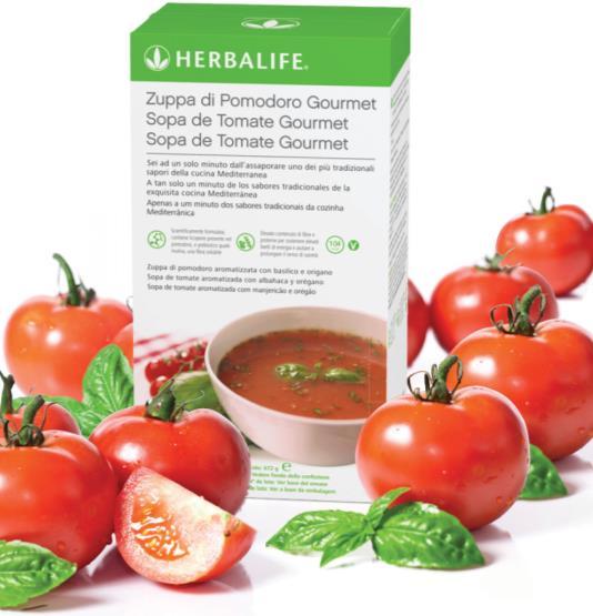 Snacks Herbalife Sopa de Tomate fornece 8 vezes mais proteína do que