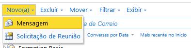 5.2 Como criar/enviar mensagens 1. Para criar uma mensagem, Clique no botão Novo(a) na barra de ferramentas e selecione Mensagem. 2.