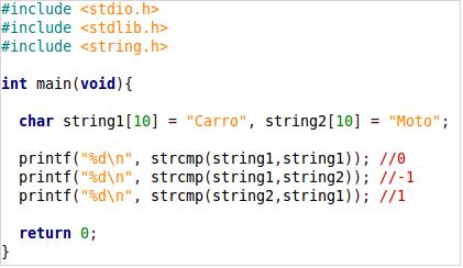 de Strings (string.h) - strcmp Função que permite a comparação de duas strings.