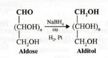 Redução Dos Monossacarídeos: Alditóis As aldoses e cetoses podem ser reduzidas pelo broidreto de sódio a compostos chamados alditóis.